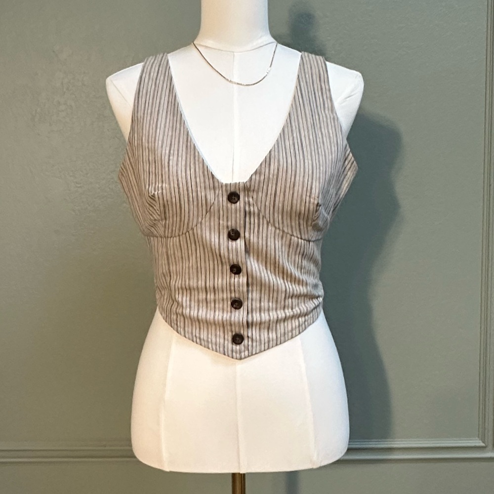 NWT Striped Button-Down Vest